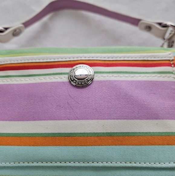 Vintage COACH Hampton's Multicolored Stripe Mini Bag Purse Y2K Millenium - Picture 2 of 11